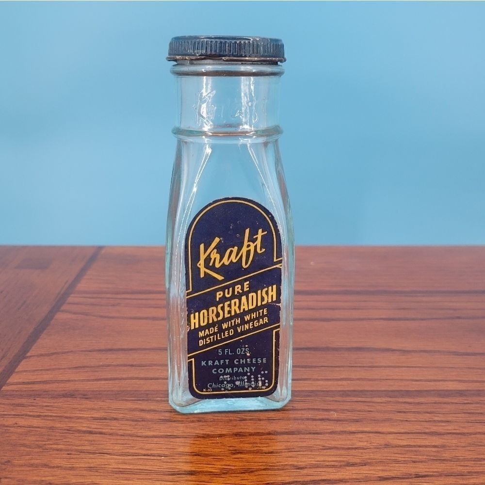 Vintage KRAFT Horseradish Glass Bottle Advertising